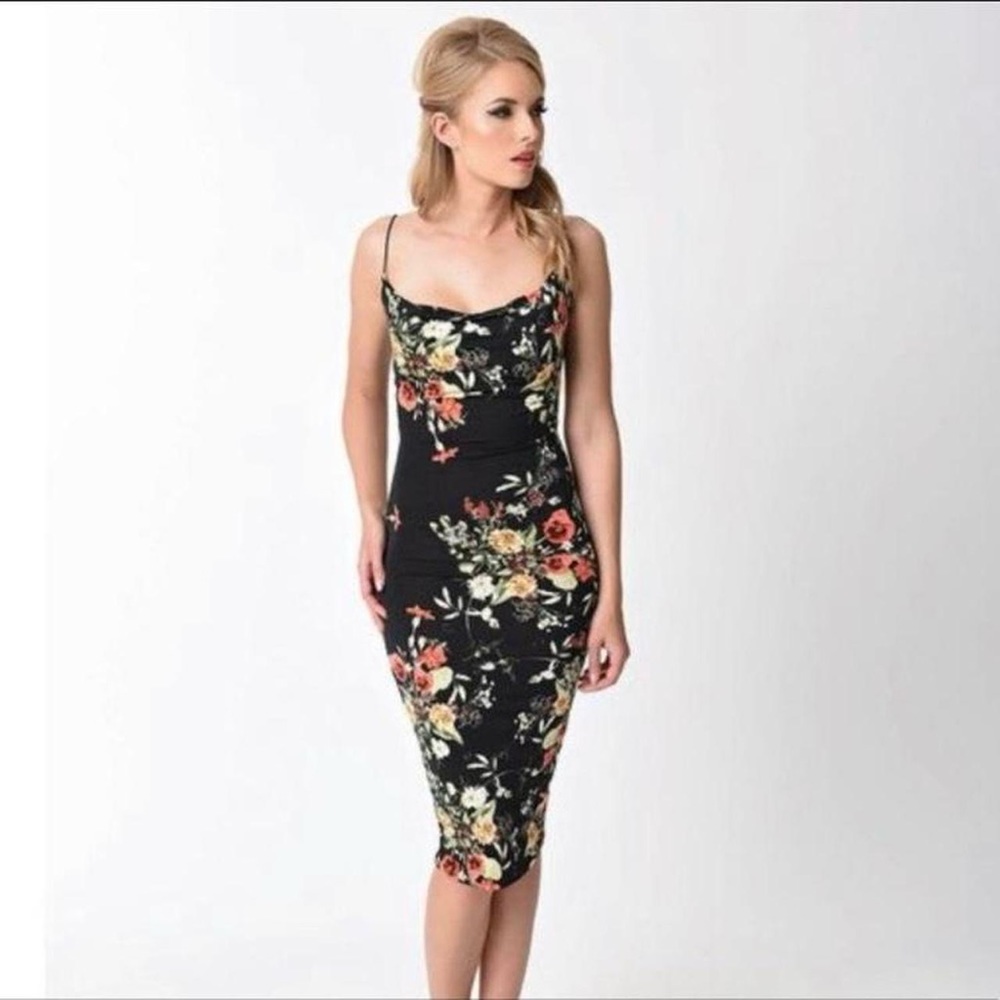 Unique Vintage floral wiggle dress